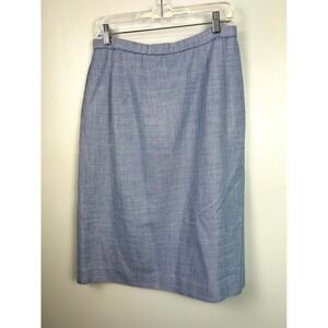 Pendleton Wool Silk Blue Tweed Midi Skirt Size 12 Pleated Pencil Office Career‎